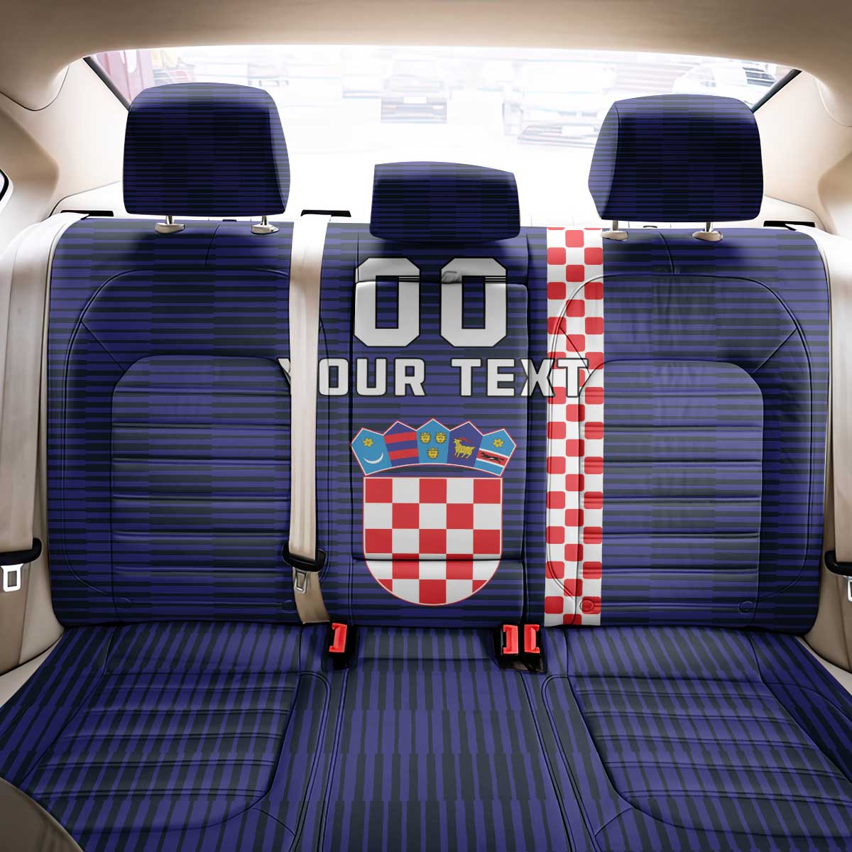 Custom Croatia Volleyball Back Car Seat Cover Go Champions Sahovnica