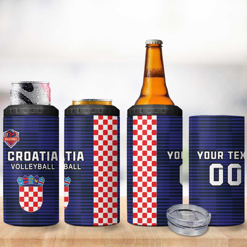 Custom Croatia Volleyball 4 in 1 Can Cooler Tumbler Go Champions Sahovnica