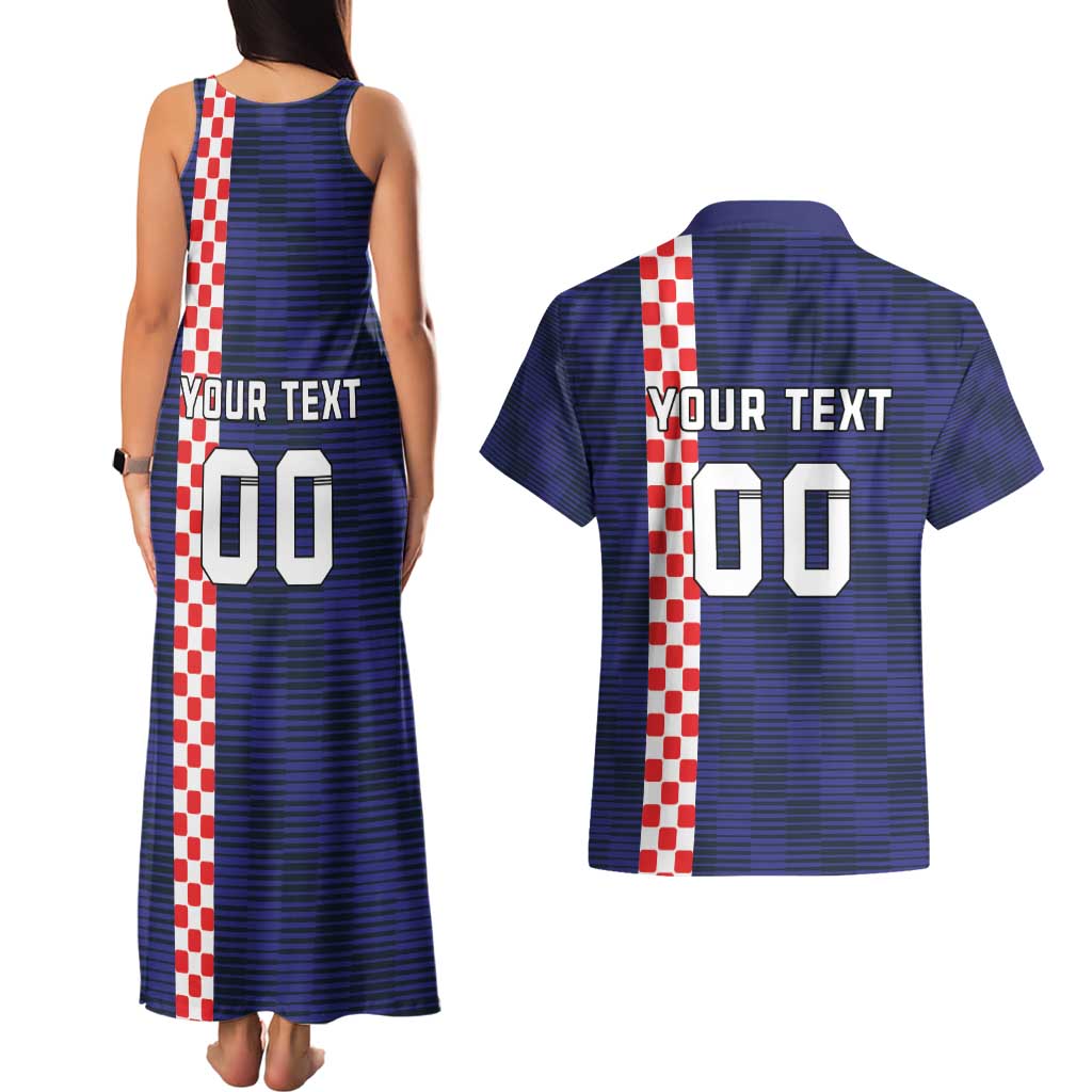 Custom Croatia Volleyball Couples Matching Tank Maxi Dress and Hawaiian Shirt Go Champions Sahovnica