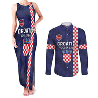 Custom Croatia Volleyball Couples Matching Tank Maxi Dress and Long Sleeve Button Shirt Go Champions Sahovnica