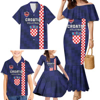Custom Croatia Volleyball Family Matching Mermaid Dress and Hawaiian Shirt Go Champions Sahovnica