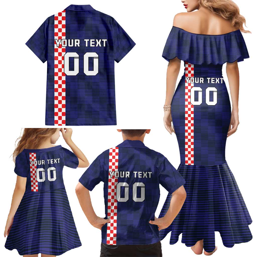 Custom Croatia Volleyball Family Matching Mermaid Dress and Hawaiian Shirt Go Champions Sahovnica