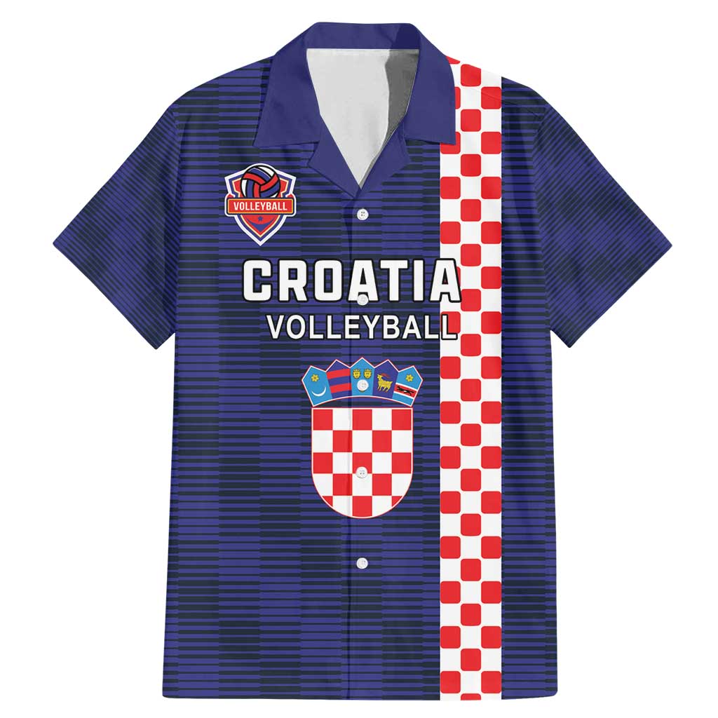 Custom Croatia Volleyball Family Matching Mermaid Dress and Hawaiian Shirt Go Champions Sahovnica