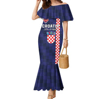 Custom Croatia Volleyball Family Matching Mermaid Dress and Hawaiian Shirt Go Champions Sahovnica