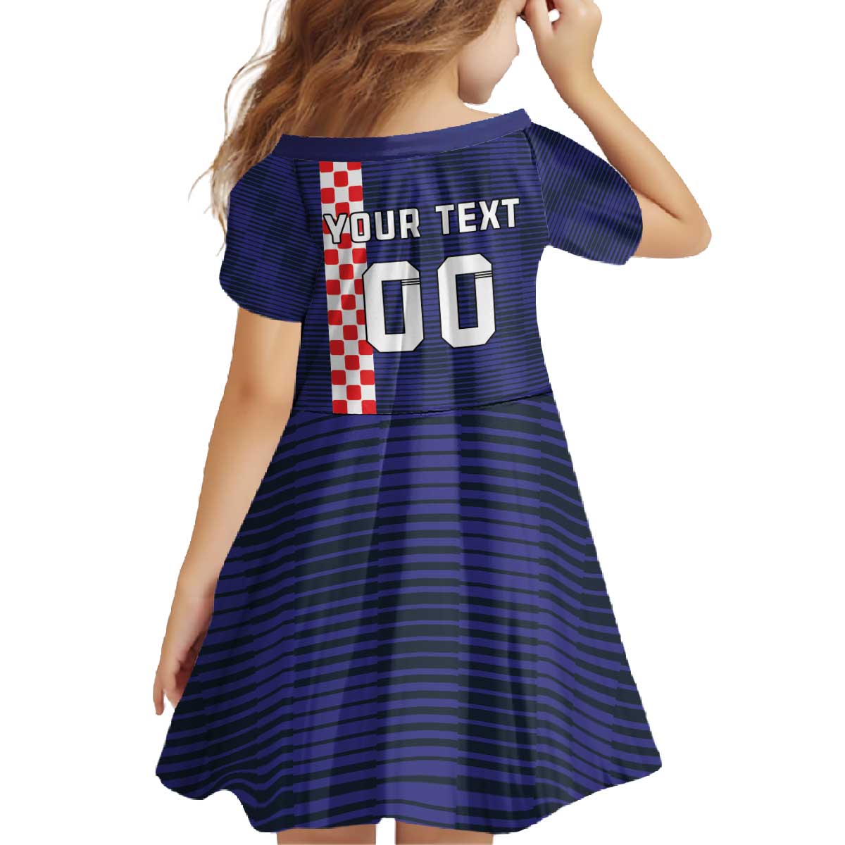 Custom Croatia Volleyball Family Matching Off The Shoulder Long Sleeve Dress and Hawaiian Shirt Go Champions Sahovnica