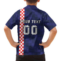 Custom Croatia Volleyball Family Matching Off Shoulder Maxi Dress and Hawaiian Shirt Go Champions Sahovnica