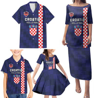 Custom Croatia Volleyball Family Matching Puletasi and Hawaiian Shirt Go Champions Sahovnica