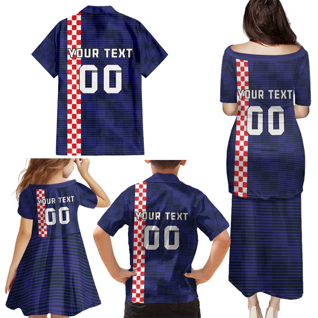 Custom Croatia Volleyball Family Matching Puletasi and Hawaiian Shirt Go Champions Sahovnica