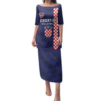 Custom Croatia Volleyball Family Matching Puletasi and Hawaiian Shirt Go Champions Sahovnica