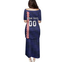 Custom Croatia Volleyball Family Matching Puletasi and Hawaiian Shirt Go Champions Sahovnica