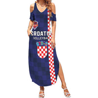 Custom Croatia Volleyball Family Matching Summer Maxi Dress and Hawaiian Shirt Go Champions Sahovnica
