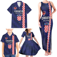 Custom Croatia Volleyball Family Matching Tank Maxi Dress and Hawaiian Shirt Go Champions Sahovnica