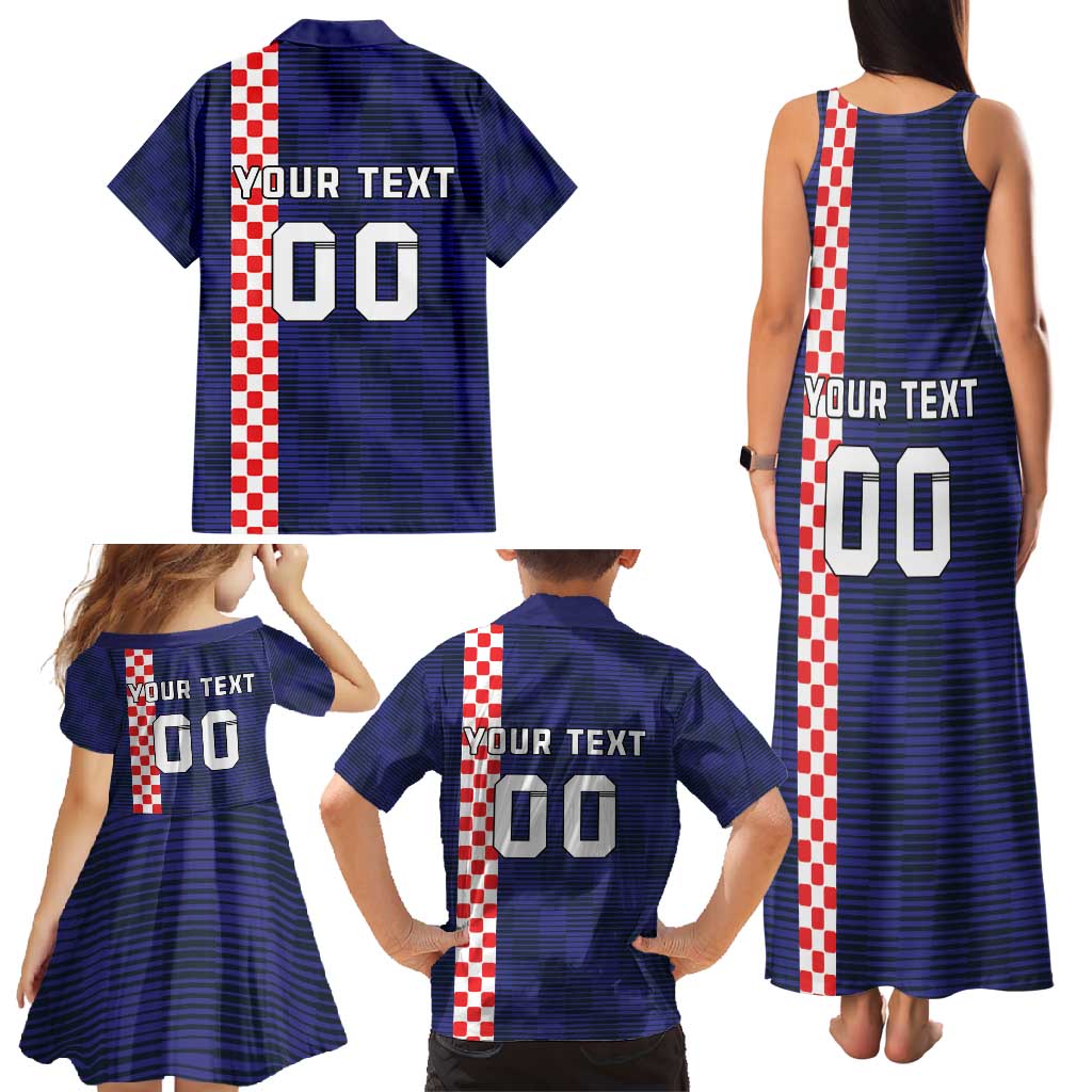 Custom Croatia Volleyball Family Matching Tank Maxi Dress and Hawaiian Shirt Go Champions Sahovnica