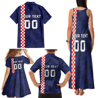Custom Croatia Volleyball Family Matching Tank Maxi Dress and Hawaiian Shirt Go Champions Sahovnica