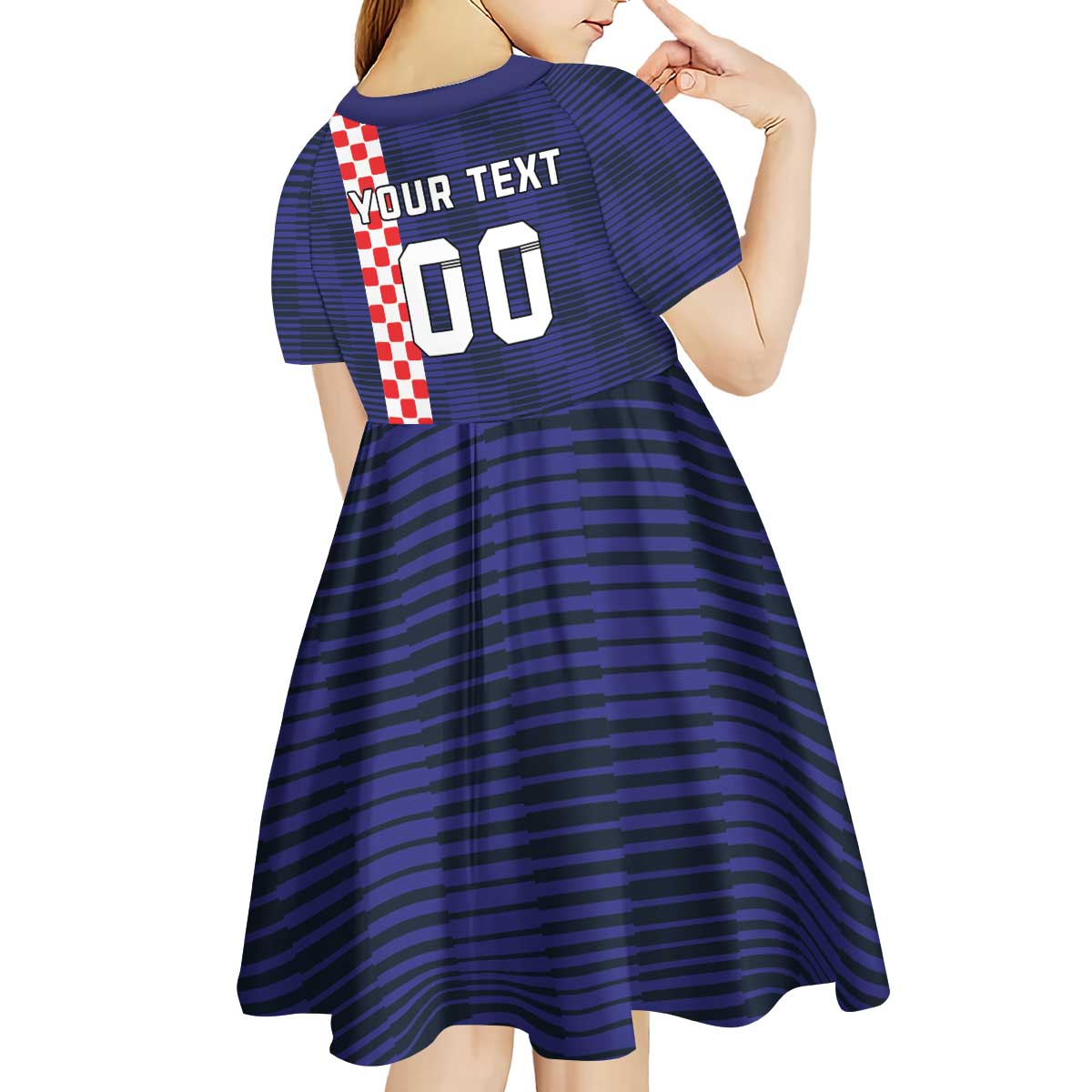 Custom Croatia Volleyball Kid Short Sleeve Dress Go Champions Sahovnica
