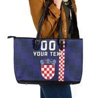 Custom Croatia Volleyball Leather Tote Bag Go Champions Sahovnica