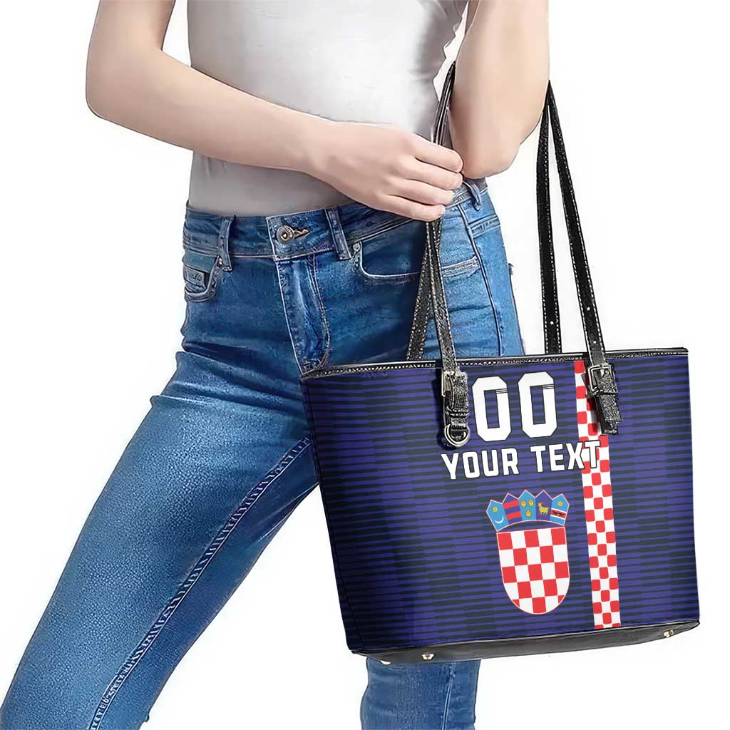 Custom Croatia Volleyball Leather Tote Bag Go Champions Sahovnica