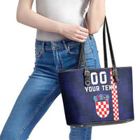 Custom Croatia Volleyball Leather Tote Bag Go Champions Sahovnica