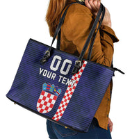 Custom Croatia Volleyball Leather Tote Bag Go Champions Sahovnica