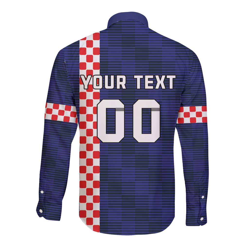 Custom Croatia Volleyball Long Sleeve Button Shirt Go Champions Sahovnica