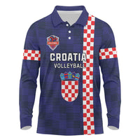 Custom Croatia Volleyball Long Sleeve Polo Shirt Go Champions Sahovnica