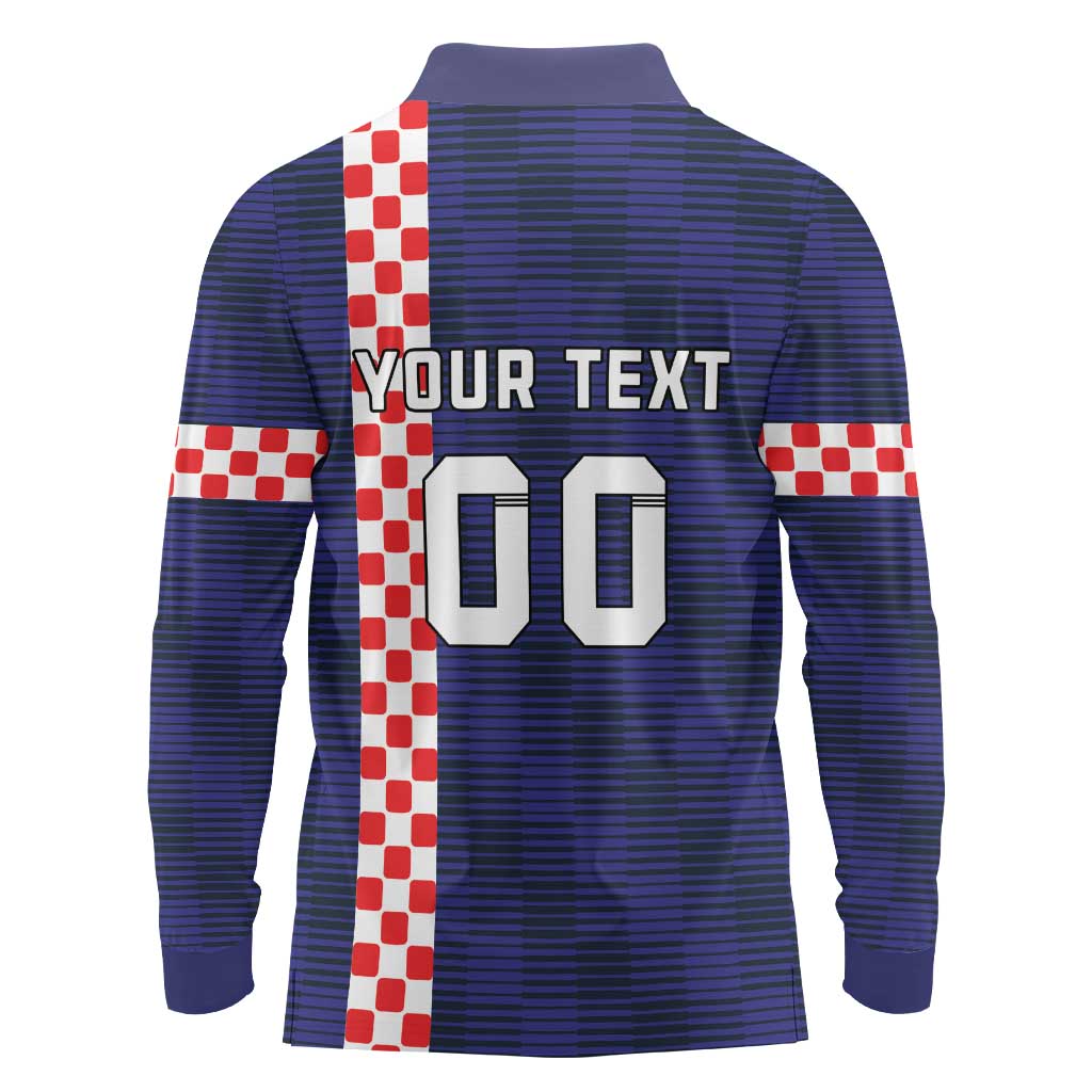 Custom Croatia Volleyball Long Sleeve Polo Shirt Go Champions Sahovnica
