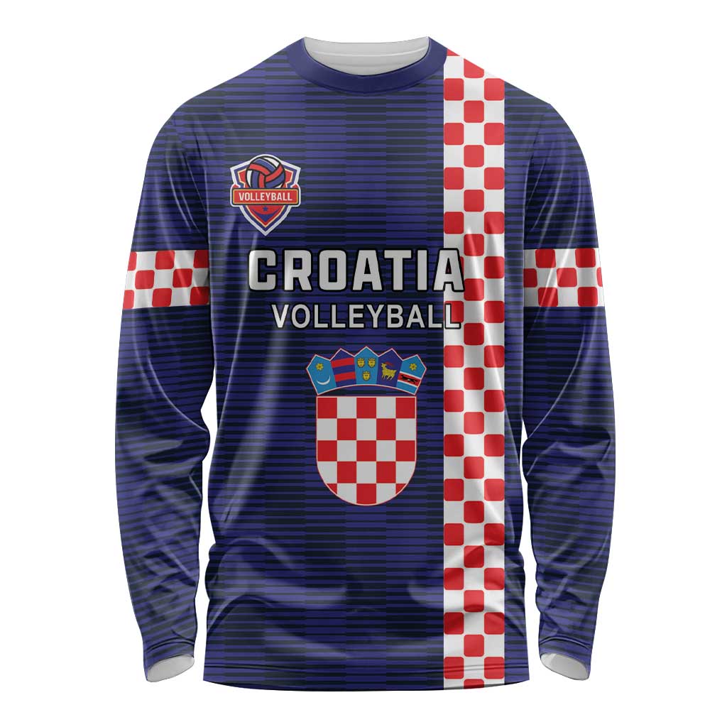 Custom Croatia Volleyball Long Sleeve Shirt Go Champions Sahovnica