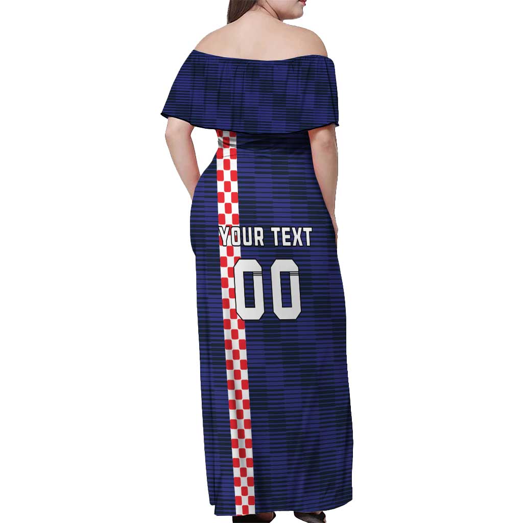 Custom Croatia Volleyball Off Shoulder Maxi Dress Go Champions Sahovnica