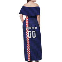Custom Croatia Volleyball Off Shoulder Maxi Dress Go Champions Sahovnica