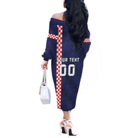 Custom Croatia Volleyball Off The Shoulder Long Sleeve Dress Go Champions Sahovnica