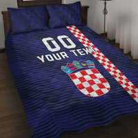 Custom Croatia Volleyball Quilt Bed Set Go Champions Sahovnica