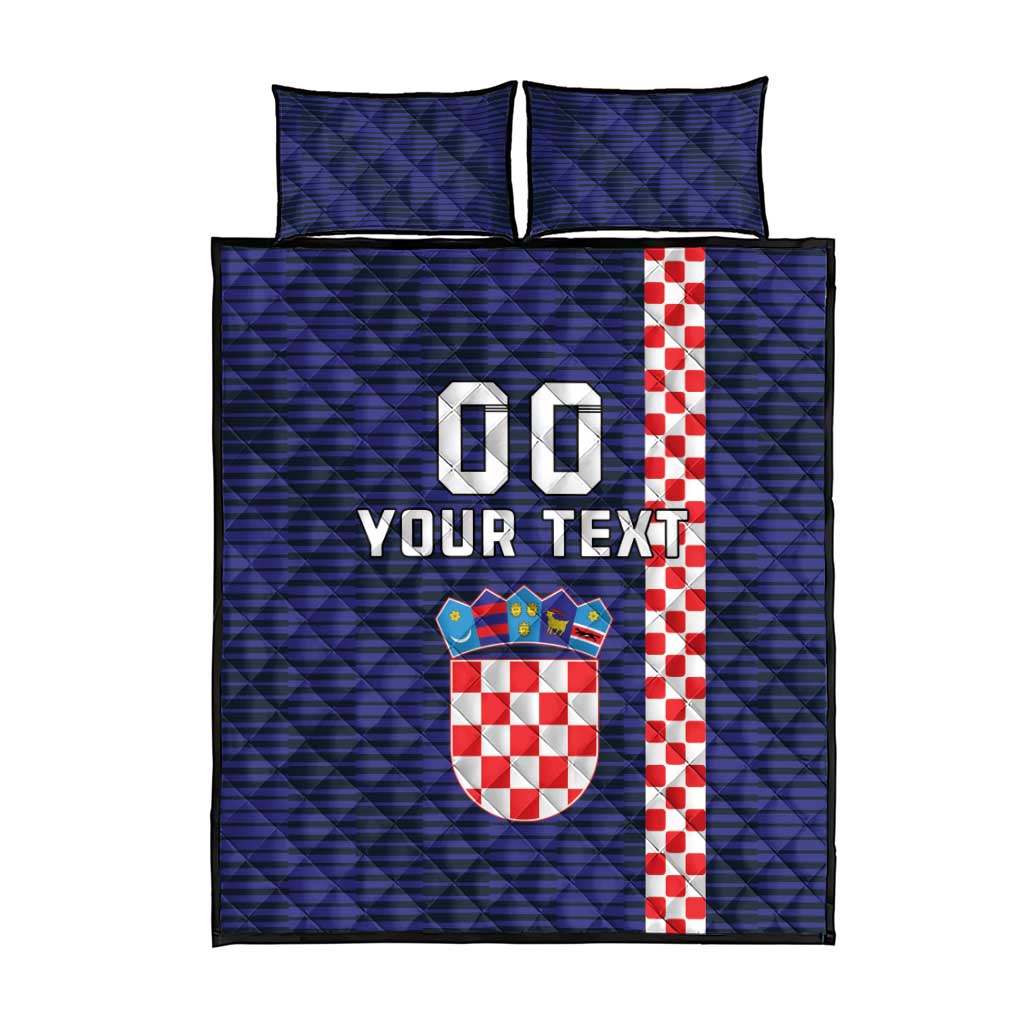 Custom Croatia Volleyball Quilt Bed Set Go Champions Sahovnica