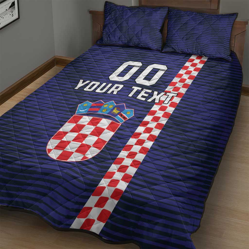 Custom Croatia Volleyball Quilt Bed Set Go Champions Sahovnica