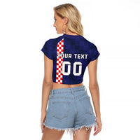 Custom Croatia Volleyball Raglan Cropped T Shirt Go Champions Sahovnica