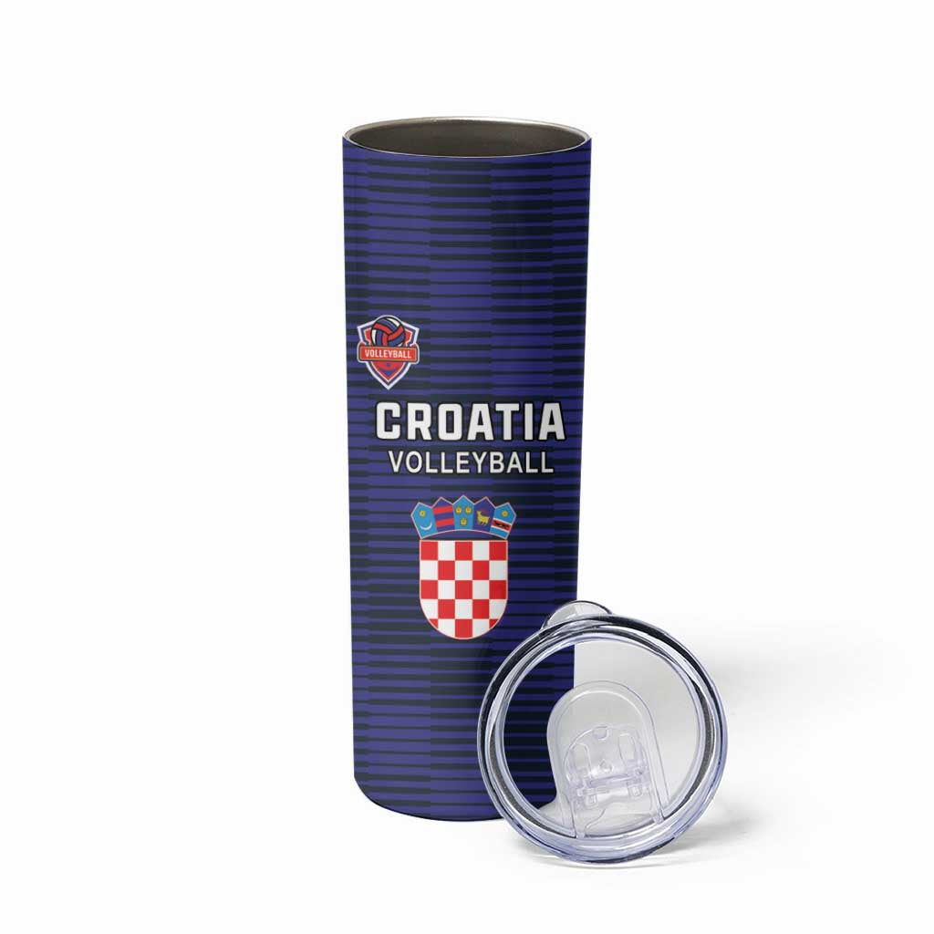 Custom Croatia Volleyball Skinny Tumbler Go Champions Sahovnica