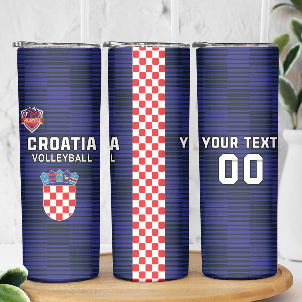 Custom Croatia Volleyball Skinny Tumbler Go Champions Sahovnica