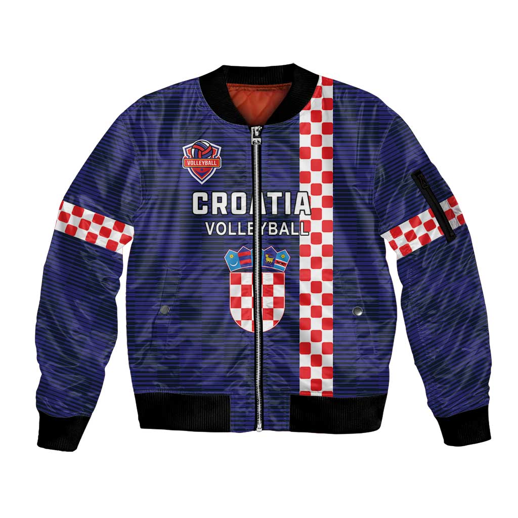 Custom Croatia Volleyball Sleeve Zip Bomber Jacket Go Champions Sahovnica