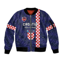 Custom Croatia Volleyball Sleeve Zip Bomber Jacket Go Champions Sahovnica