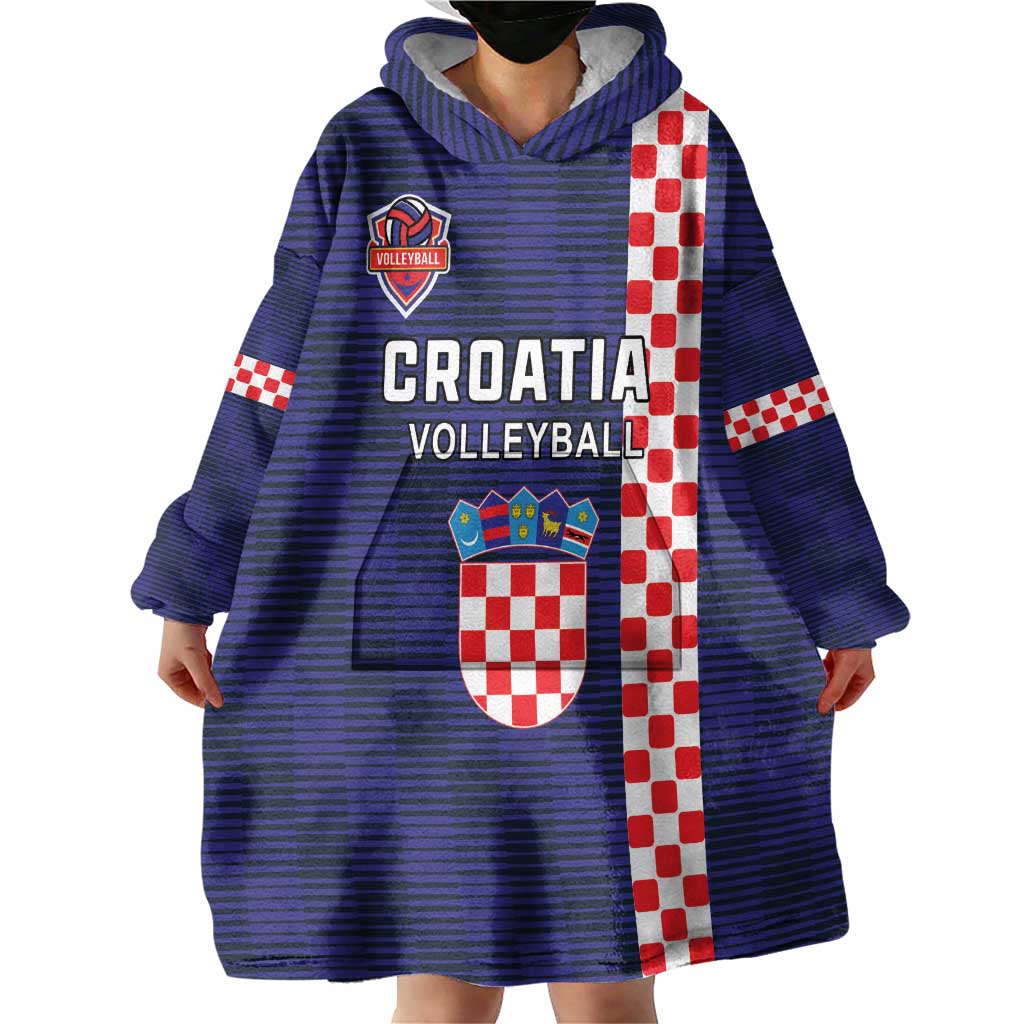 Custom Croatia Volleyball Wearable Blanket Hoodie Go Champions Sahovnica