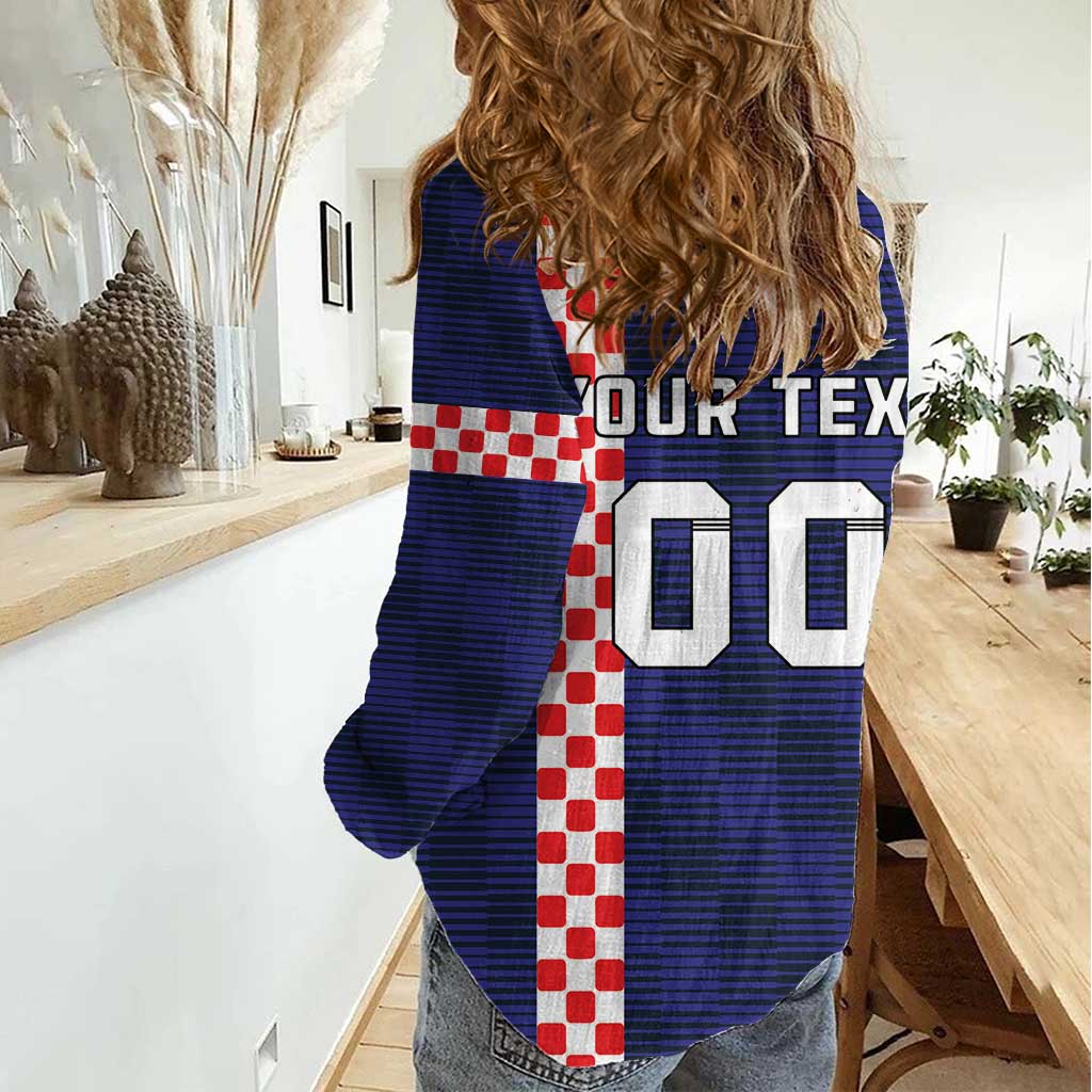Custom Croatia Volleyball Women Casual Shirt Go Champions Sahovnica