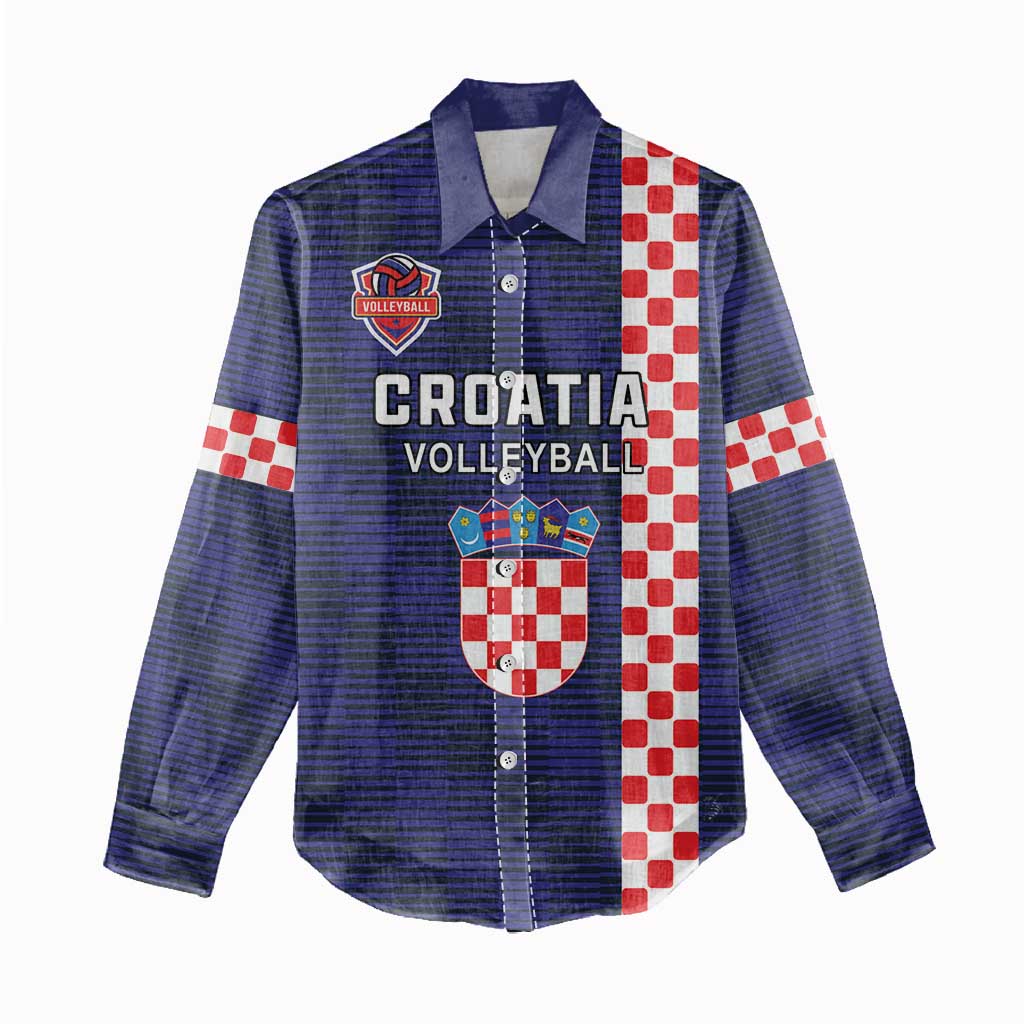 Custom Croatia Volleyball Women Casual Shirt Go Champions Sahovnica