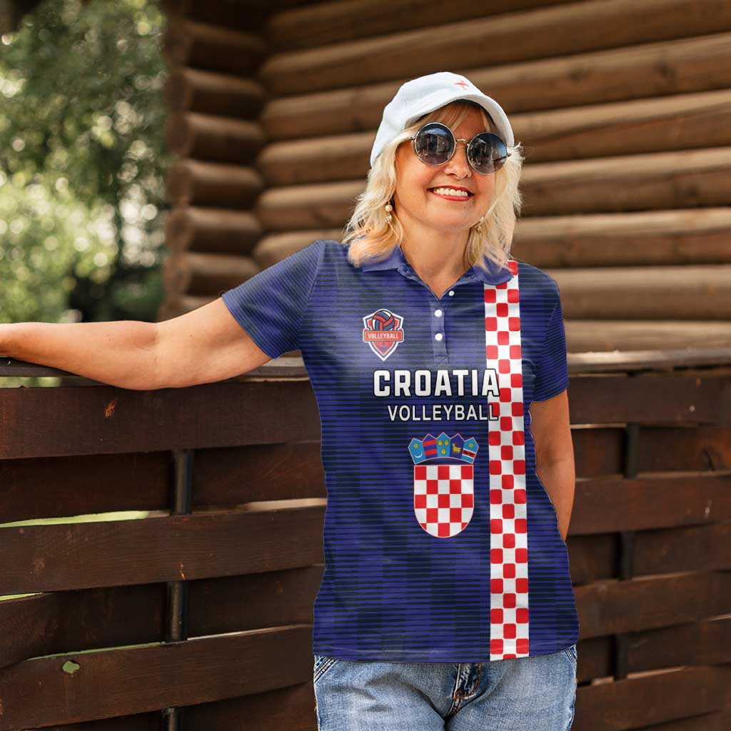 Custom Croatia Volleyball Women Polo Shirt Go Champions Sahovnica