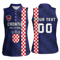 Custom Croatia Volleyball Women Sleeveless Polo Shirt Go Champions Sahovnica