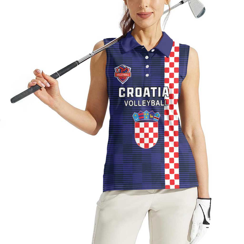 Custom Croatia Volleyball Women Sleeveless Polo Shirt Go Champions Sahovnica