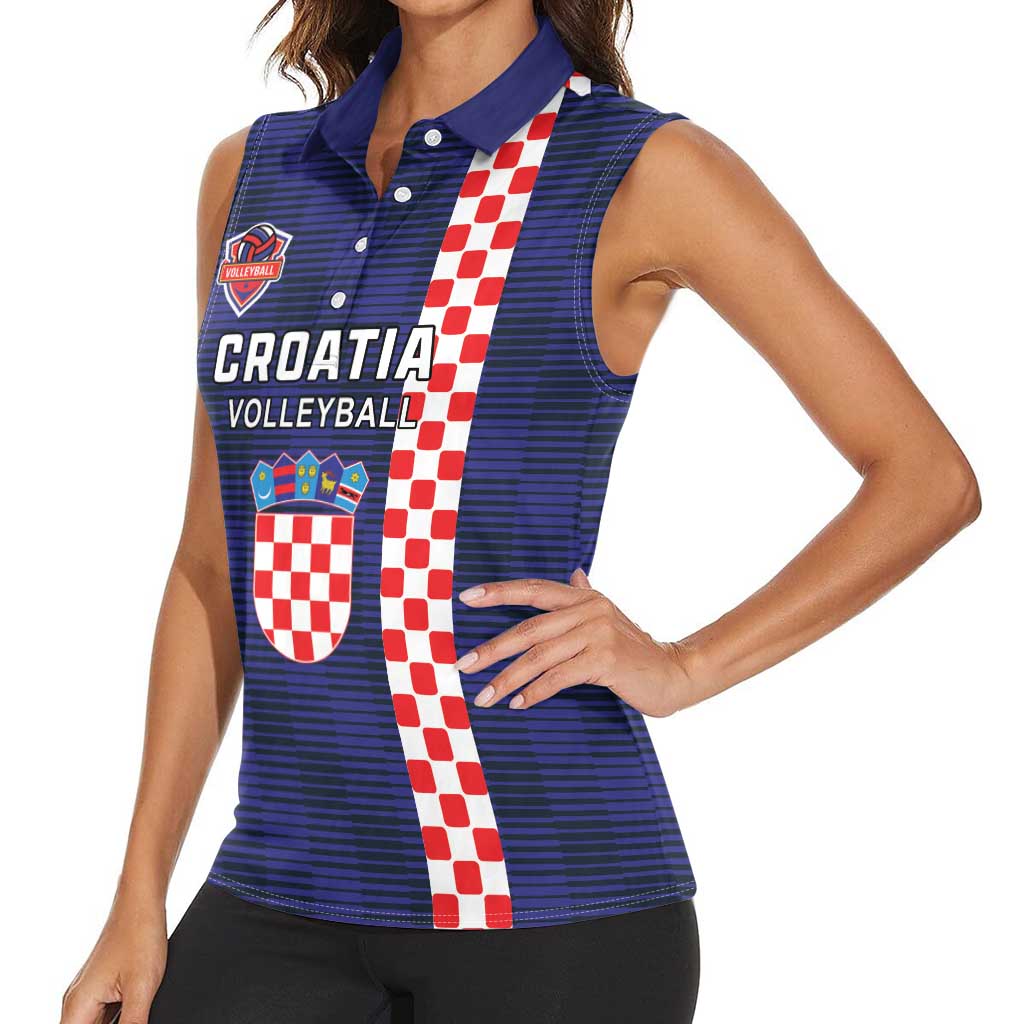 Custom Croatia Volleyball Women Sleeveless Polo Shirt Go Champions Sahovnica