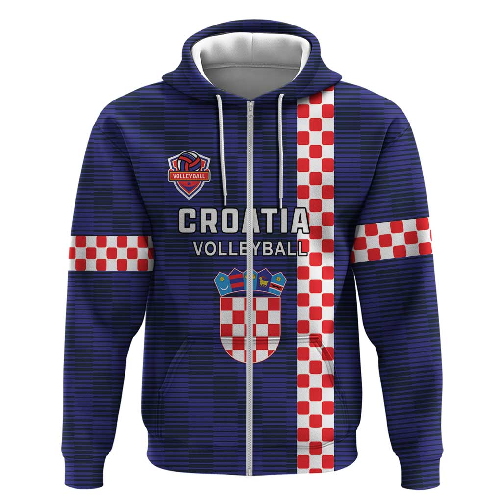 Custom Croatia Volleyball Zip Hoodie Go Champions Sahovnica