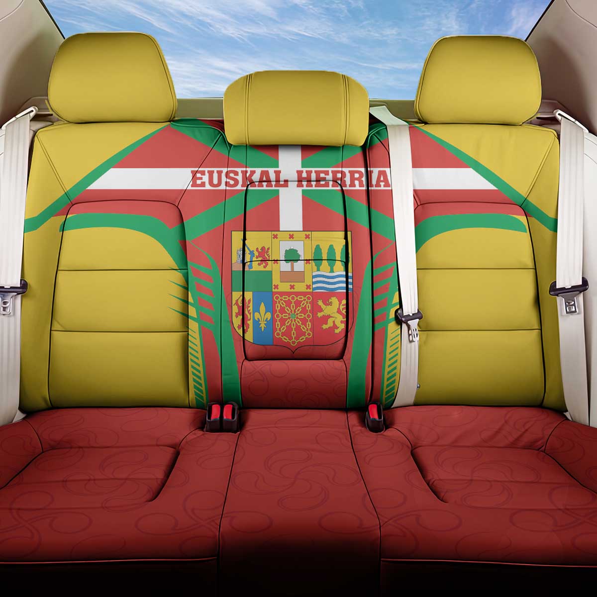 Basque Country Back Car Seat Cover Zazpiak Bat Flag Style