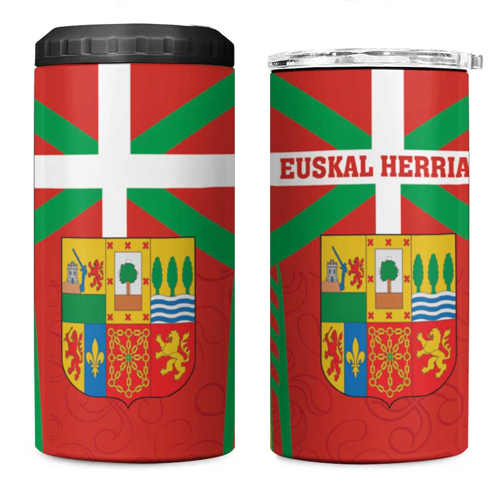 Basque Country 4 in 1 Can Cooler Tumbler Zazpiak Bat Flag Style