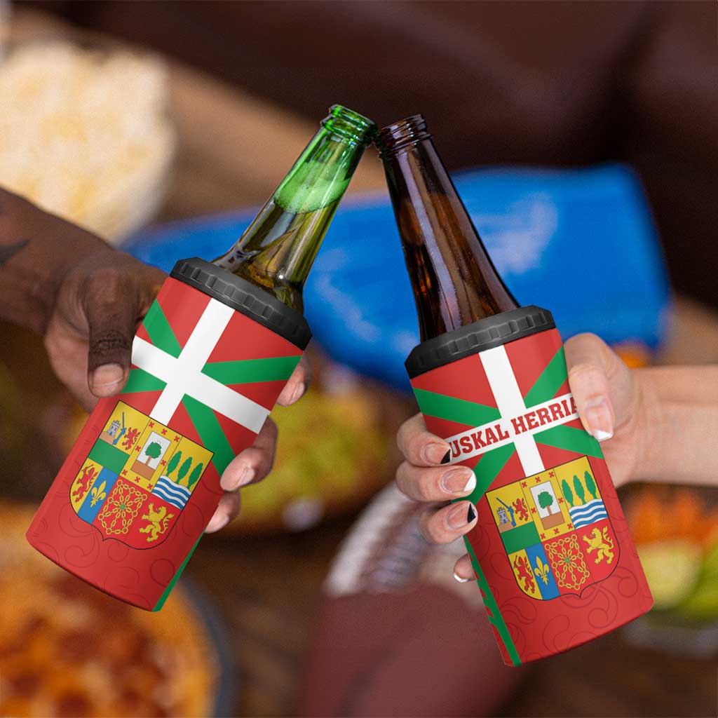 Basque Country 4 in 1 Can Cooler Tumbler Zazpiak Bat Flag Style