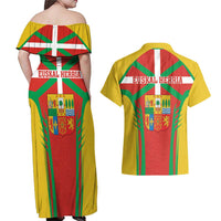 Basque Country Couples Matching Off Shoulder Maxi Dress and Hawaiian Shirt Zazpiak Bat Flag Style